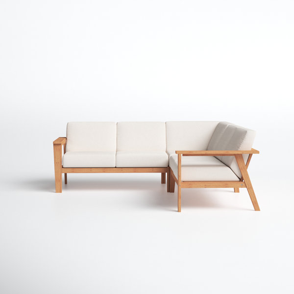 Joss & Main Sedona 3 Piece Outdoor Patio Eucalyptus Wood Sectional Sofa & Reviews Wayfair